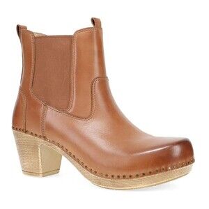 Dansko Ankle Boots 9 Tan Leather Shayna Clogs Scandinavian Boho Chunky New $190